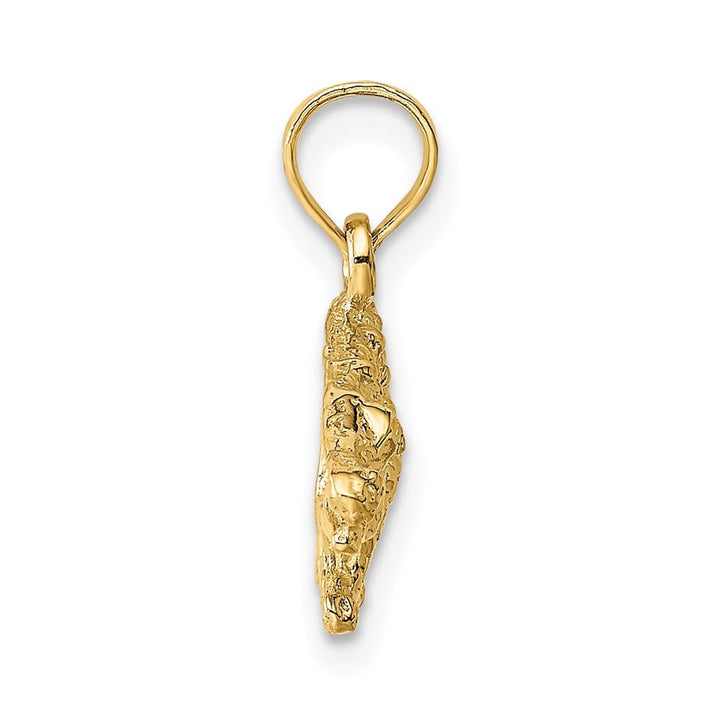 10K Yellow Gold Solid Polished 2-D Textured Small Alligator Charm
