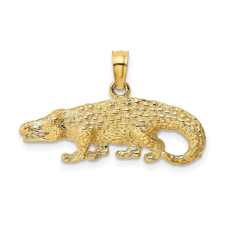 10K Yellow Gold Solid Polished 2-D Textured Small Alligator Charm
