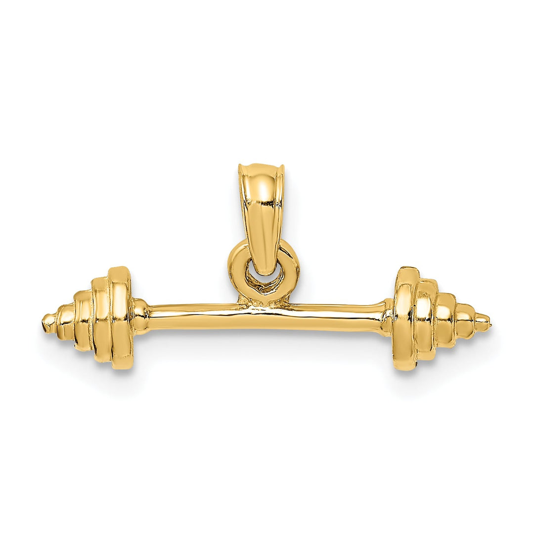 10K Yellow Gold Solid Polished 3-D Barbell Charm