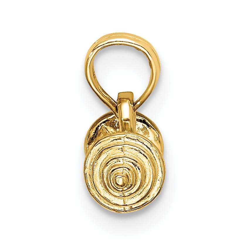 10K Yellow Gold Solid Polished 3-D Barbell Charm