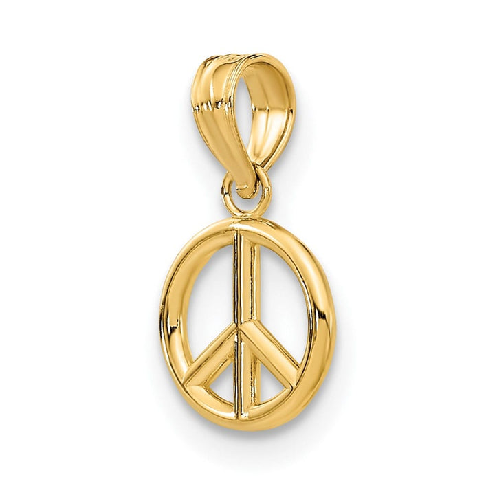 10K Yellow Gold Solid Polished 3-D Extra Large Peace Sign Charm