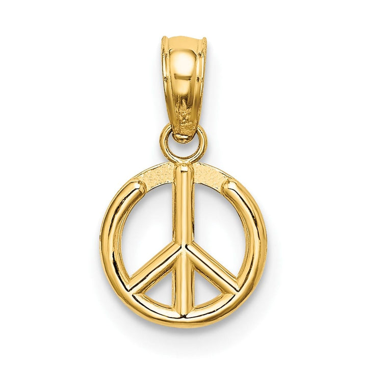 10K Yellow Gold Solid Polished 3-D Extra Large Peace Sign Charm