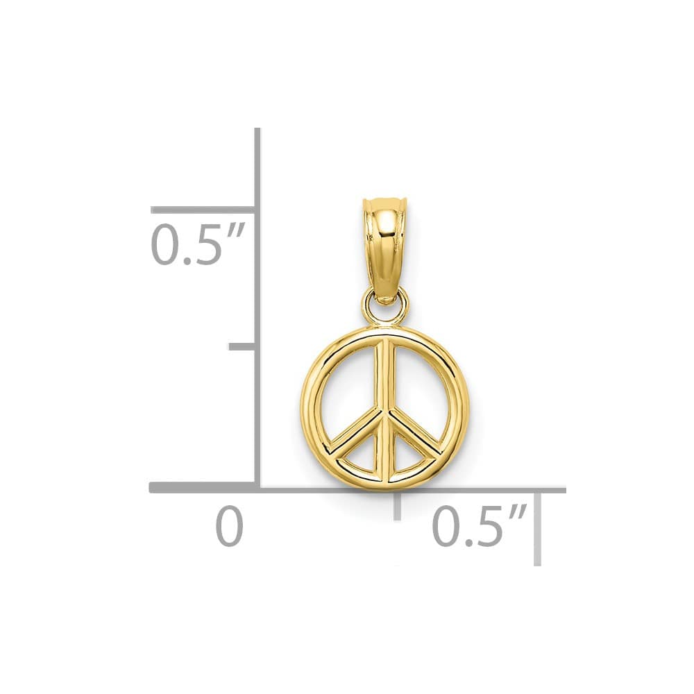 10K Yellow Gold Solid Polished 3-D Extra Large Peace Sign Charm
