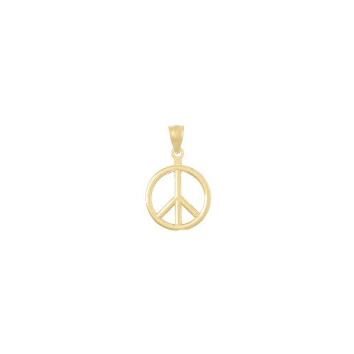 10K Yellow Gold Solid Polished 3-D Extra Large Peace Sign Pendant