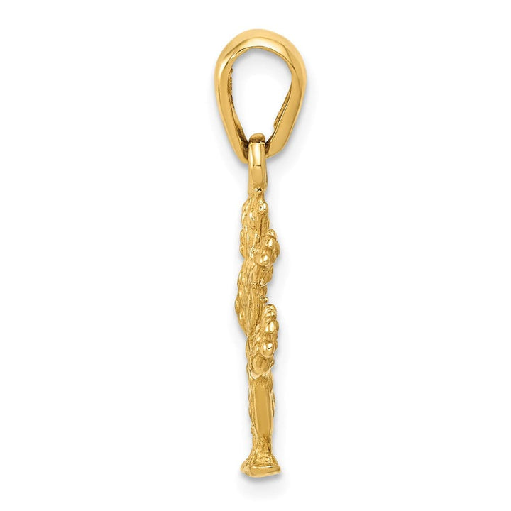 10K Yellow Gold Solid Polished 3-D Large Cactus Pendant