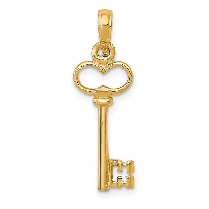 10K Yellow Gold Solid Polished 3-D Large Key Charm