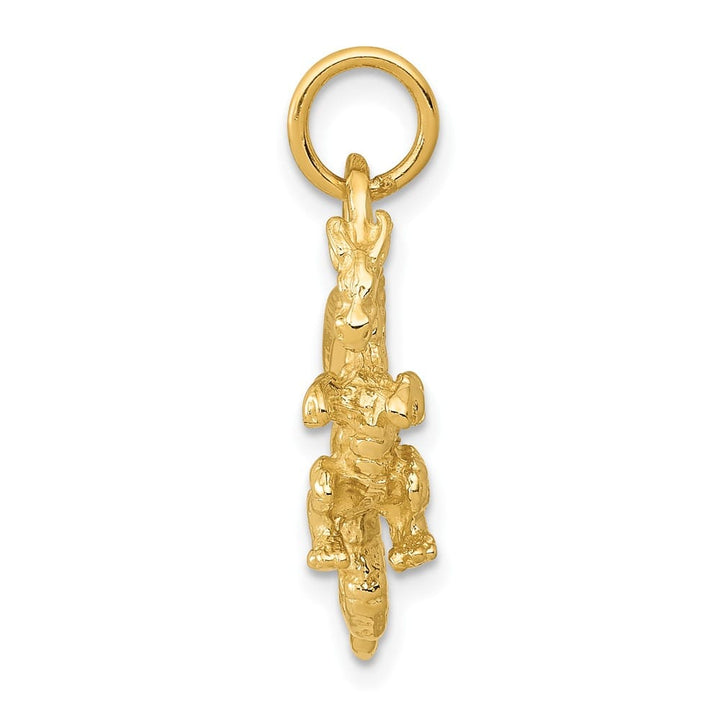 10K Yellow Gold Solid Polished 3-D Medium Dragon Charm