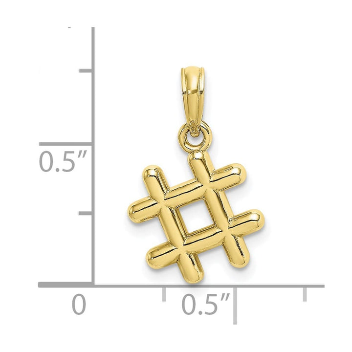 10K Yellow Gold Solid Polished 3-D Medium Hashtag Charm