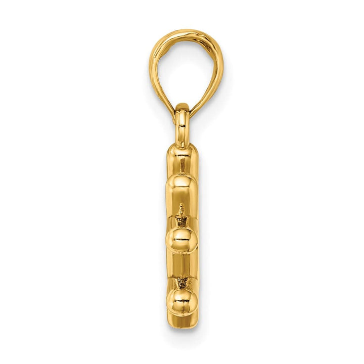 10K Yellow Gold Solid Polished 3-D Medium Hashtag Charm