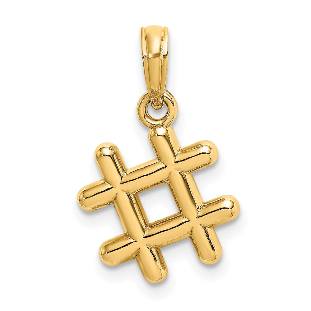 10K Yellow Gold Solid Polished 3-D Medium Hashtag Charm