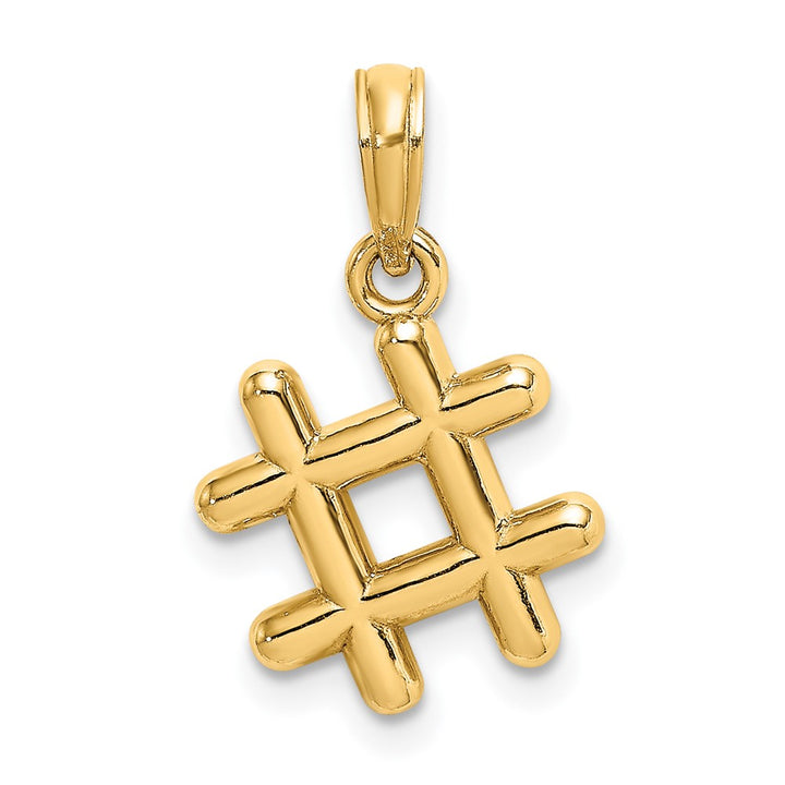 10K Yellow Gold Solid Polished 3-D Medium Hashtag Charm