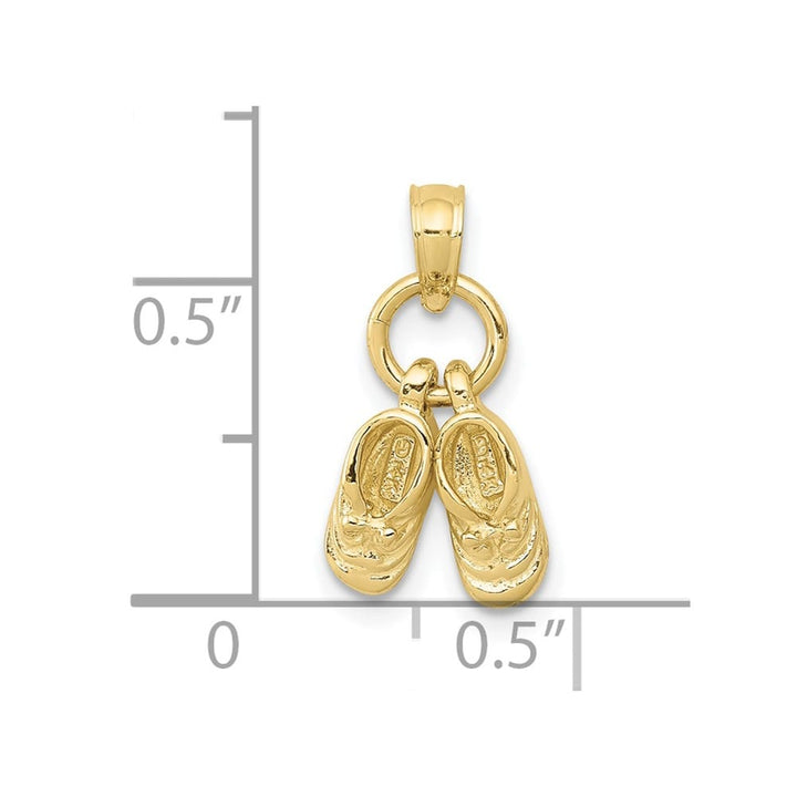 10K Yellow Gold Solid Polished 3-D Medium Moveable Baby Shoes Charm