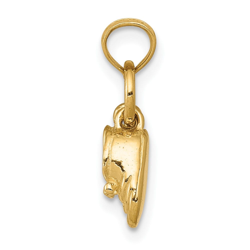 10K Yellow Gold Solid Polished 3-D Medium Moveable Baby Shoes Charm