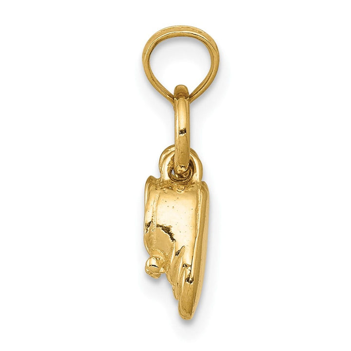 10K Yellow Gold Solid Polished 3-D Medium Moveable Baby Shoes Charm
