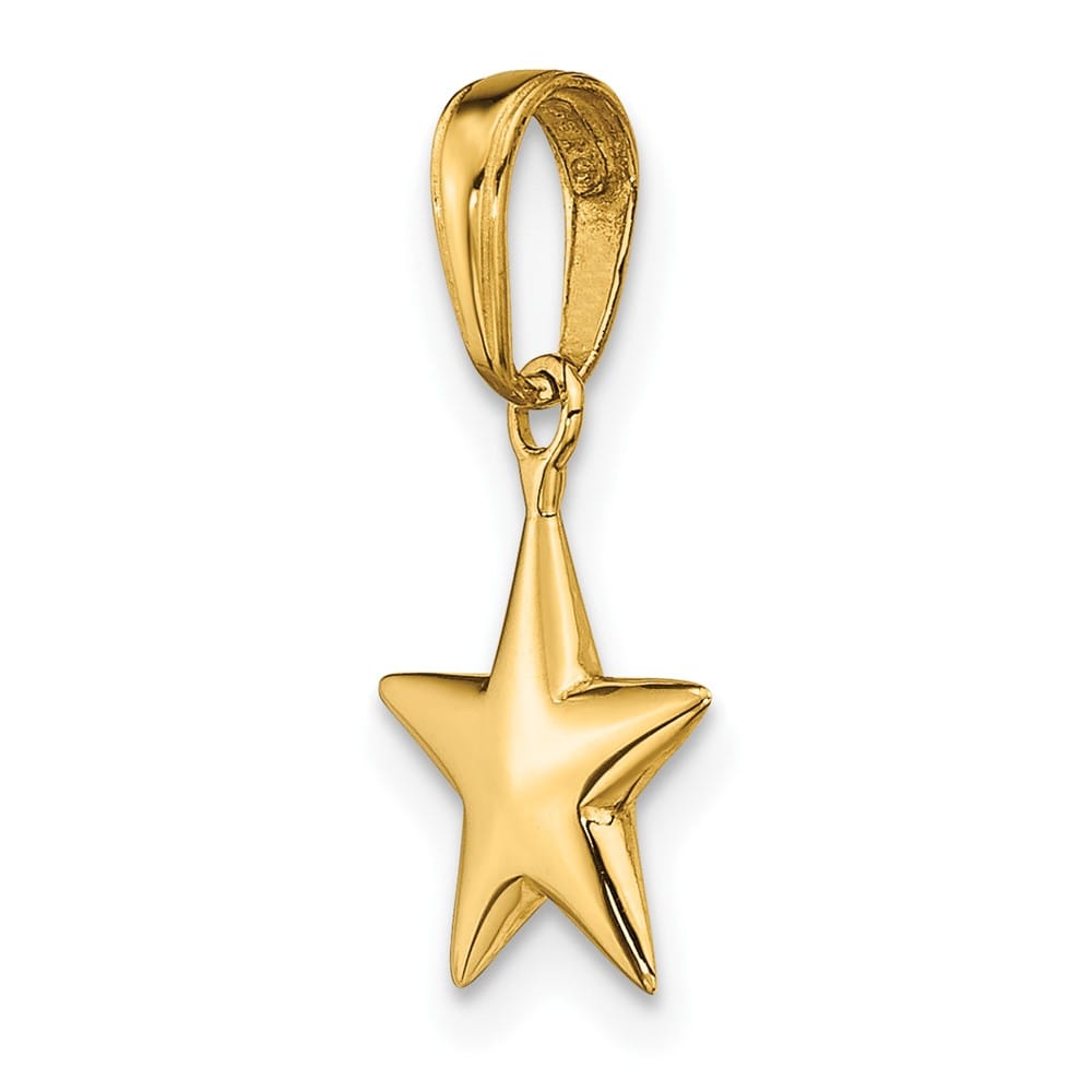 10K Yellow Gold Solid Polished 3-D Medium Star Charm