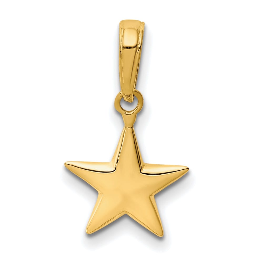 10K Yellow Gold Solid Polished 3-D Medium Star Charm