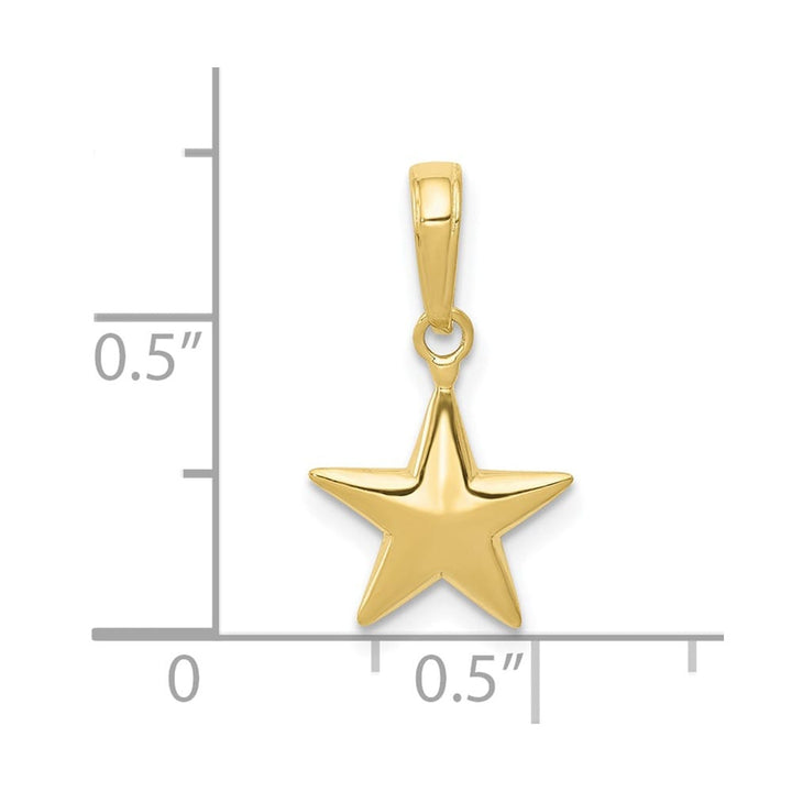 10K Yellow Gold Solid Polished 3-D Medium Star Charm