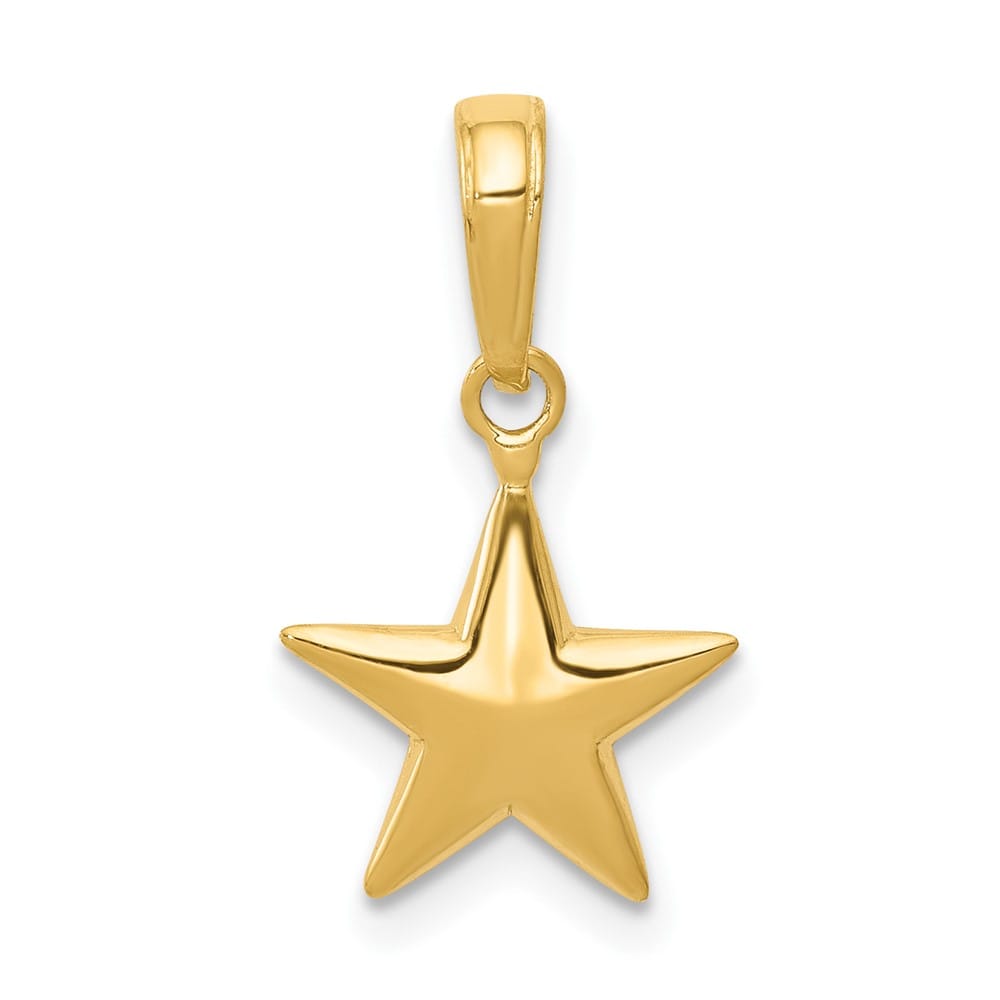 10K Yellow Gold Solid Polished 3-D Medium Star Charm