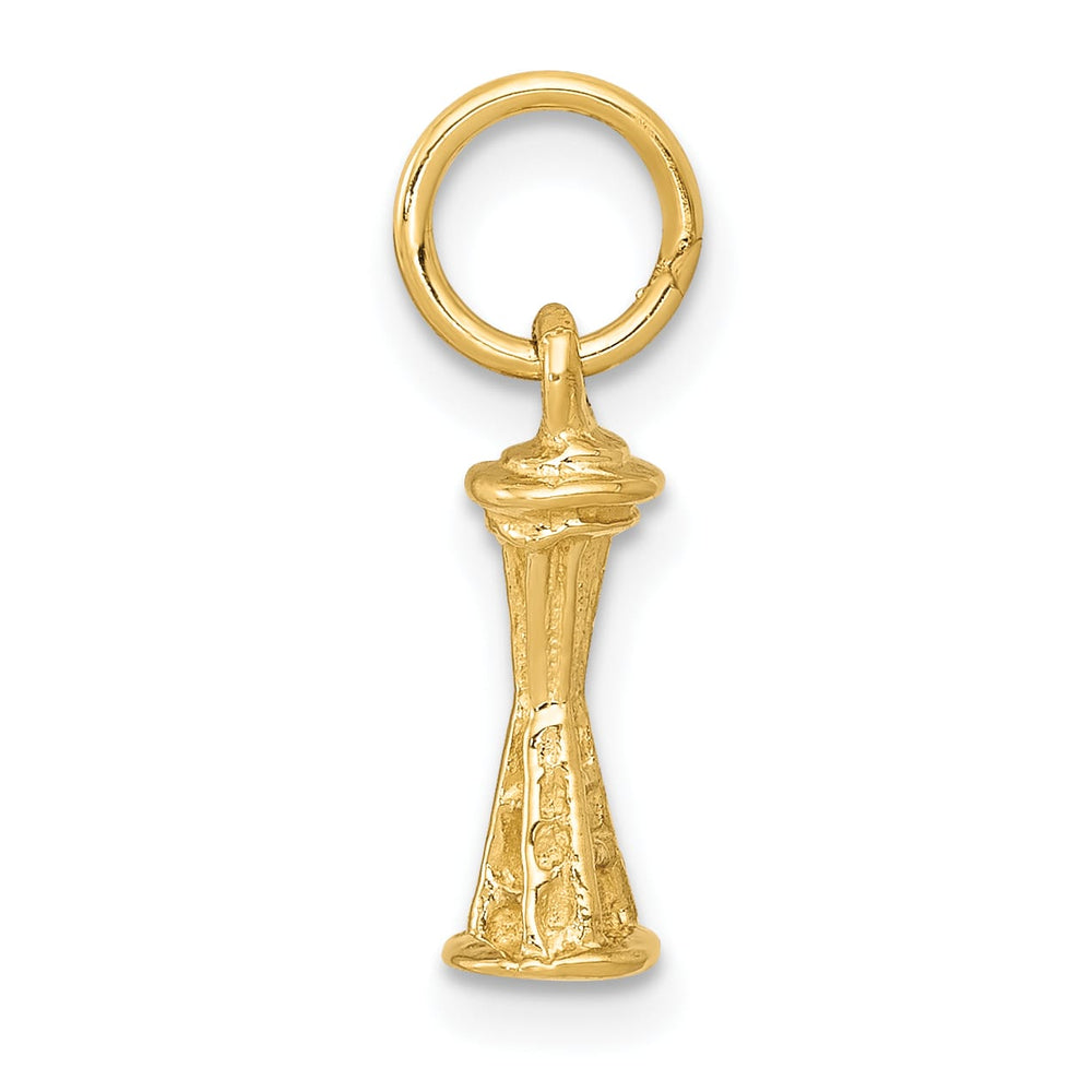 10K Yellow Gold Solid Polished 3-D Seattle Space Needle Charm