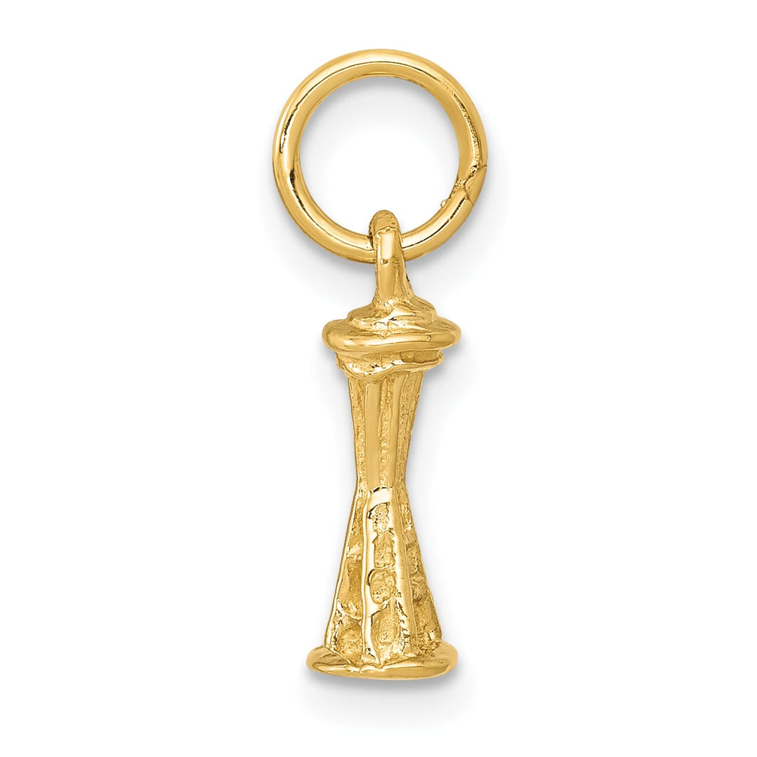 10K Yellow Gold Solid Polished 3-D Seattle Space Needle Charm