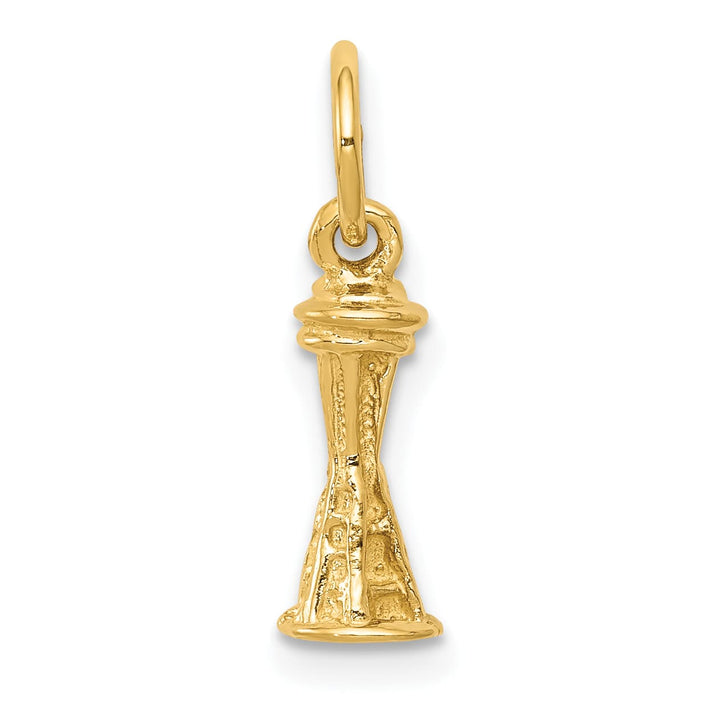 10K Yellow Gold Solid Polished 3-D Seattle Space Needle Charm