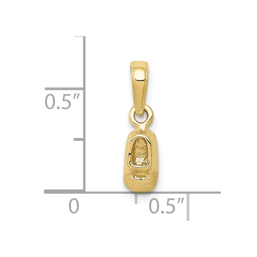 10K Yellow Gold Solid Polished 3-D Small Baby Shoe Charm