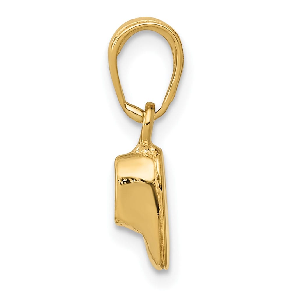 10K Yellow Gold Solid Polished 3-D Small Baby Shoe Charm