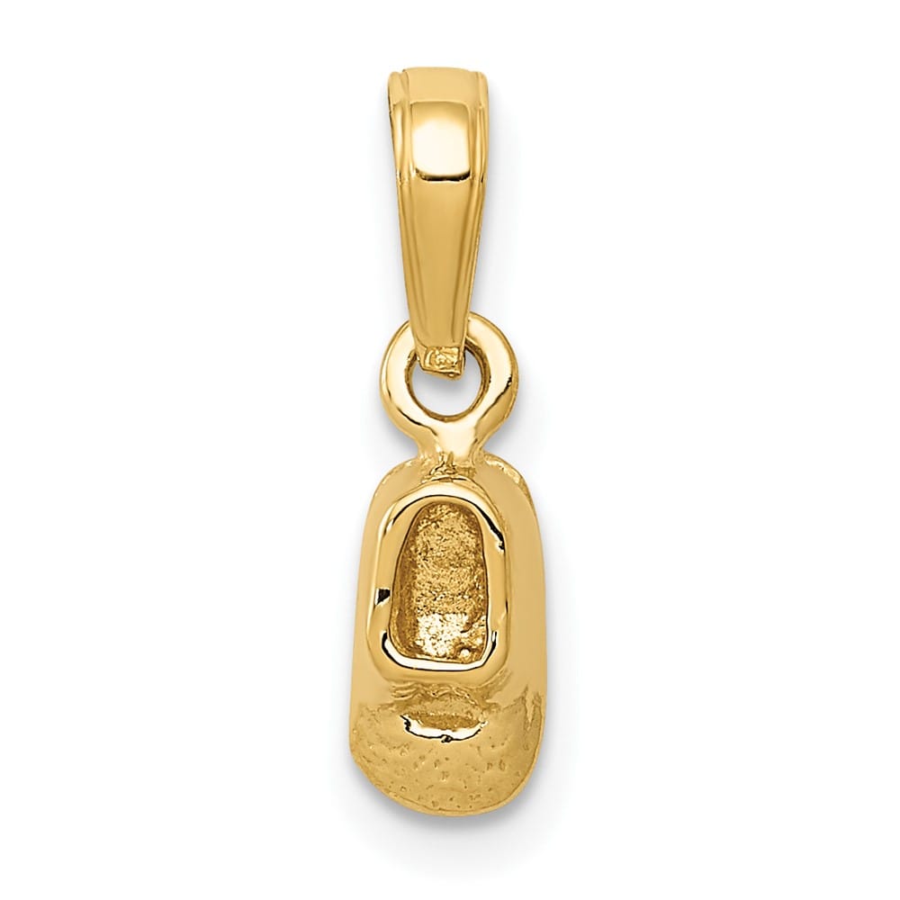 10K Yellow Gold Solid Polished 3-D Small Baby Shoe Charm