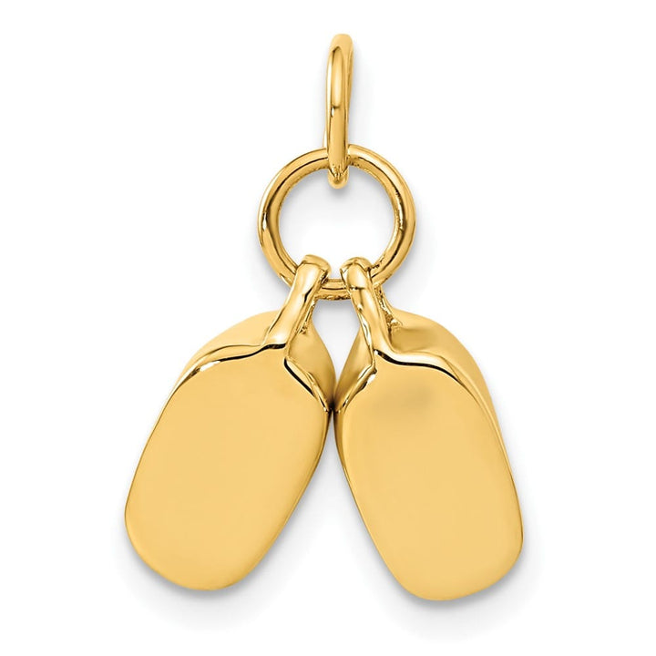 10K Yellow Gold Solid Polished 3-D Small Baby Shoes Charm