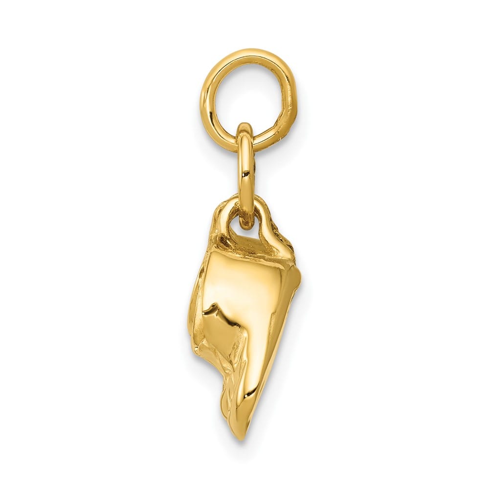 10K Yellow Gold Solid Polished 3-D Small Baby Shoes Charm
