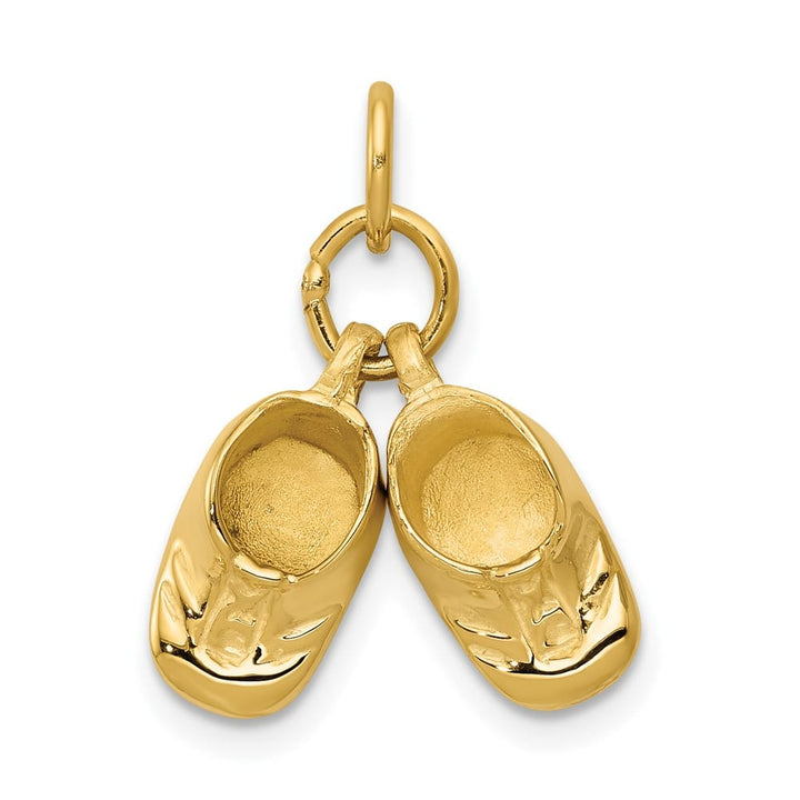 10K Yellow Gold Solid Polished 3-D Small Baby Shoes Charm