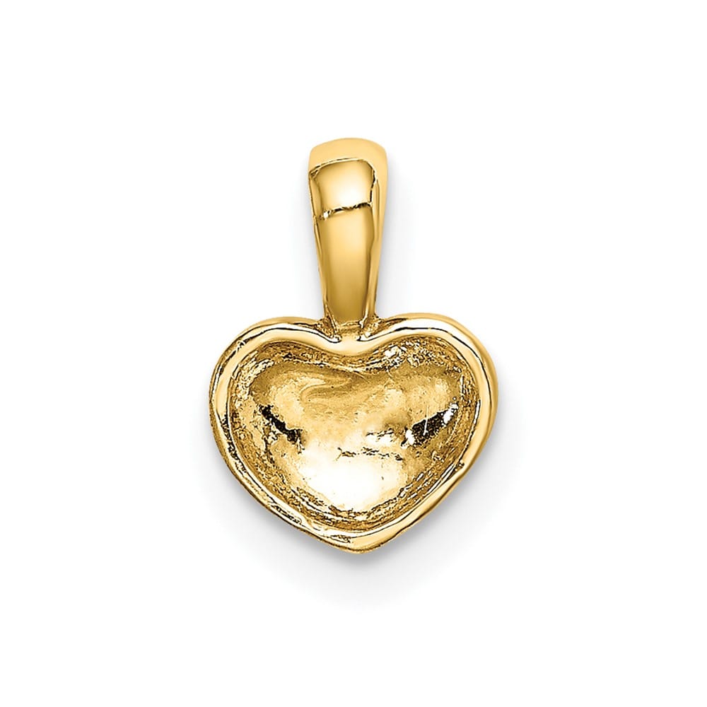 10K Yellow Gold Solid Polished 3-D Small Puffed Heart Charm