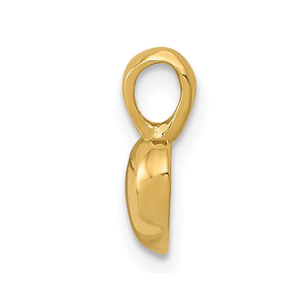 10K Yellow Gold Solid Polished 3-D Small Puffed Heart Charm