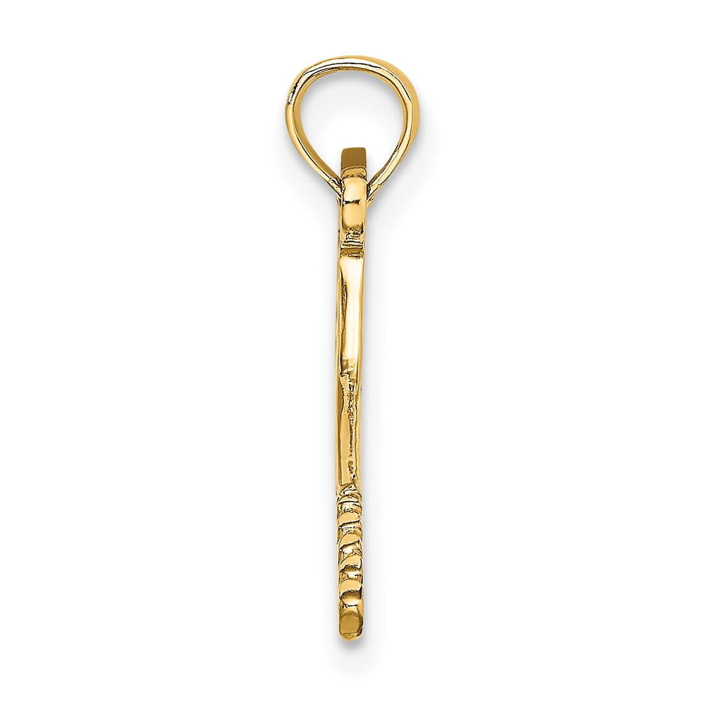 10K Yellow Gold Solid Polished 3-D Tennis Racquet Charm, Small