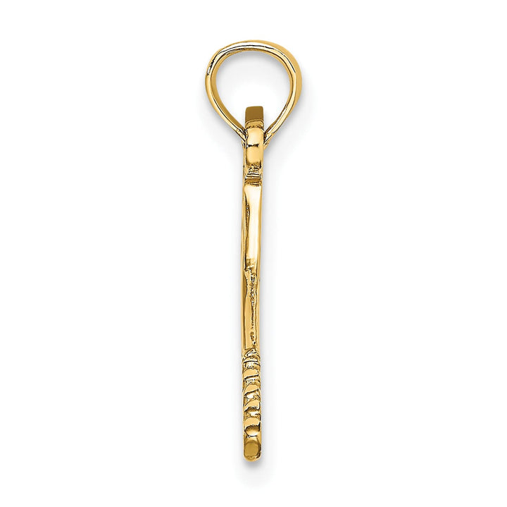 10K Yellow Gold Solid Polished 3-D Tennis Racquet Charm, Small