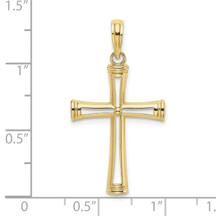 10K Yellow Gold Solid Polished and Cut-Out Medium Latin Cross