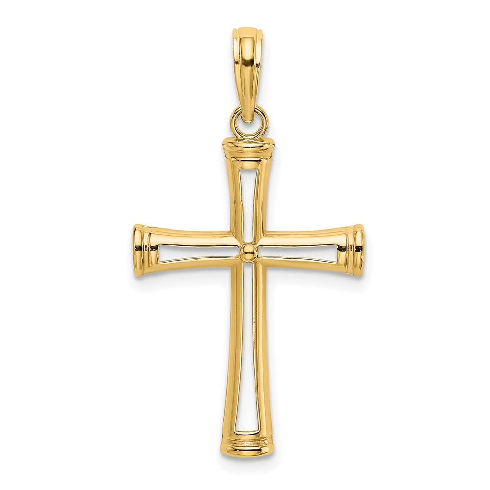 10K Yellow Gold Solid Polished and Cut-Out Medium Latin Cross