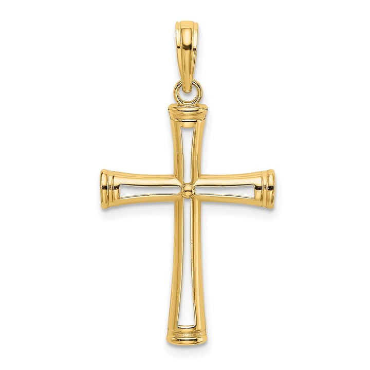 10K Yellow Gold Solid Polished and Cut-Out Medium Latin Cross