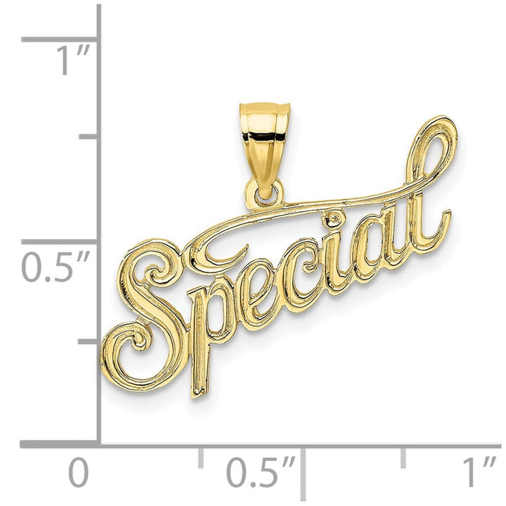 10K Yellow Gold Solid Polished and Textured Medium Special Pendant
