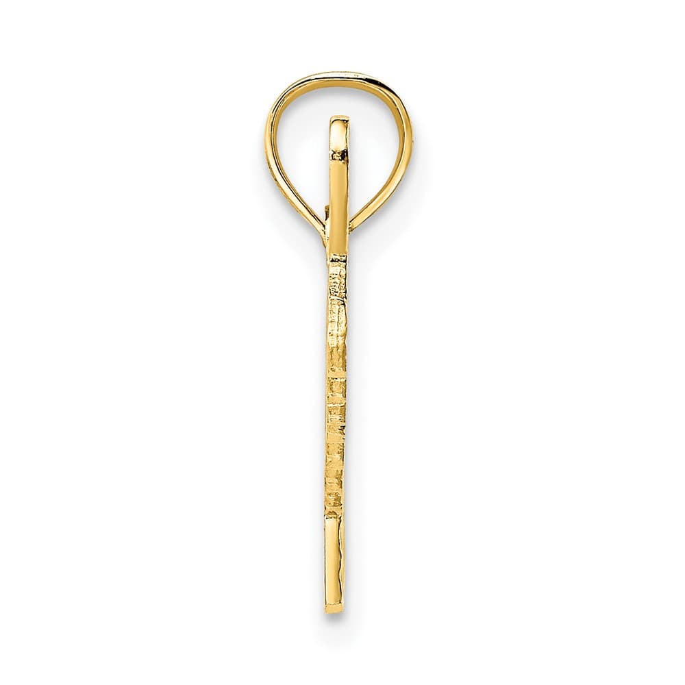 10K Yellow Gold Solid Polished and Textured Medium Special Pendant