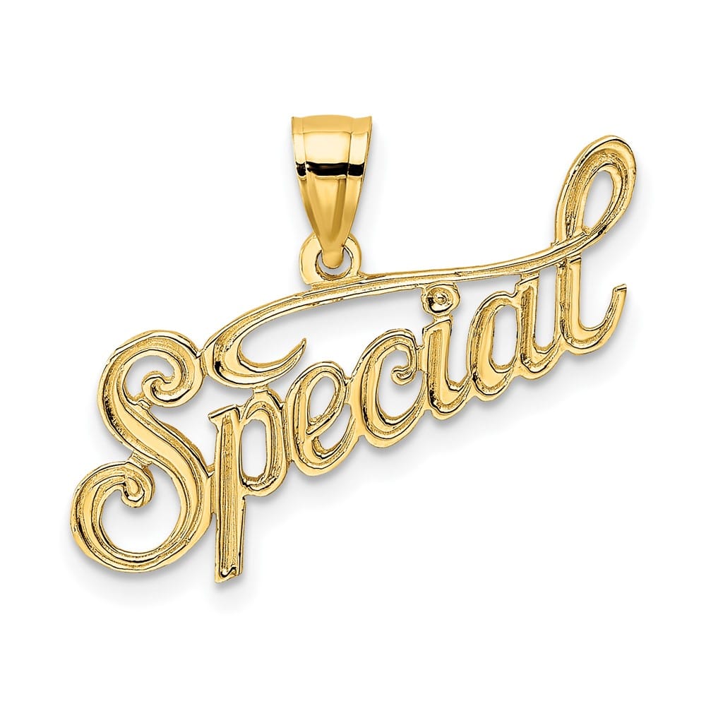 10K Yellow Gold Solid Polished and Textured Medium Special Pendant