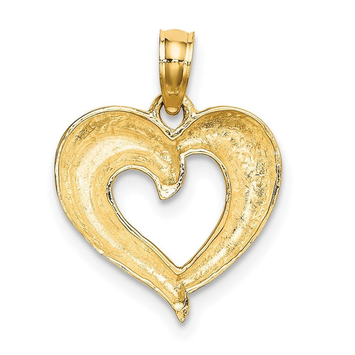 10K Yellow Gold Solid Polished and Textured Small Heart Charm