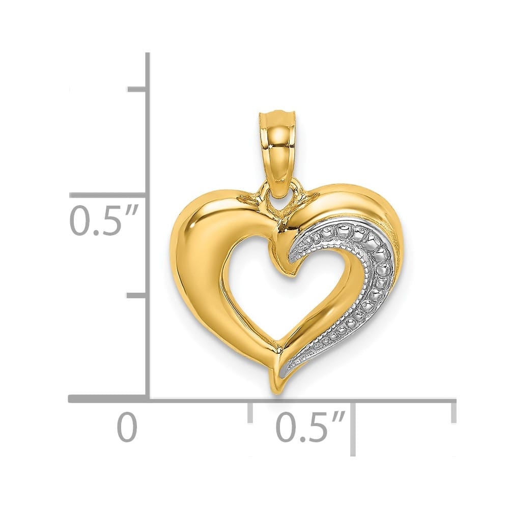 10K Yellow Gold Solid Polished and Textured Small Heart Charm