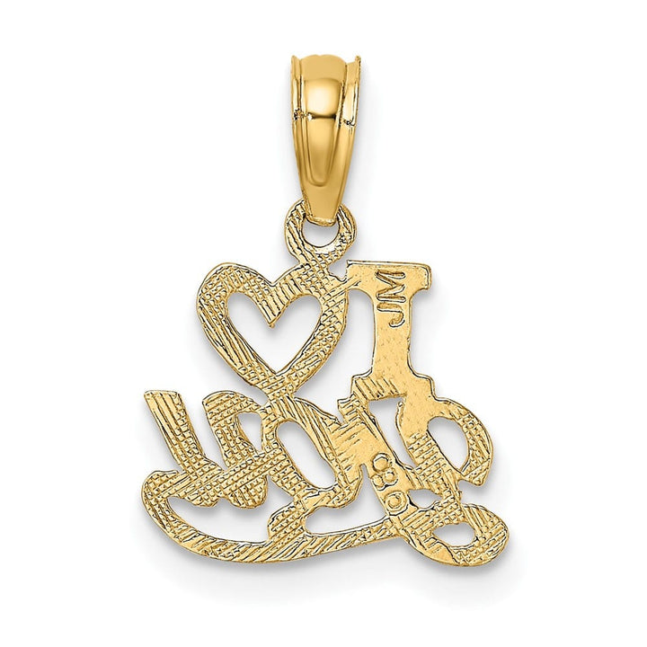 10K Yellow Gold Solid Polished and Textured Small I Heart You Charm