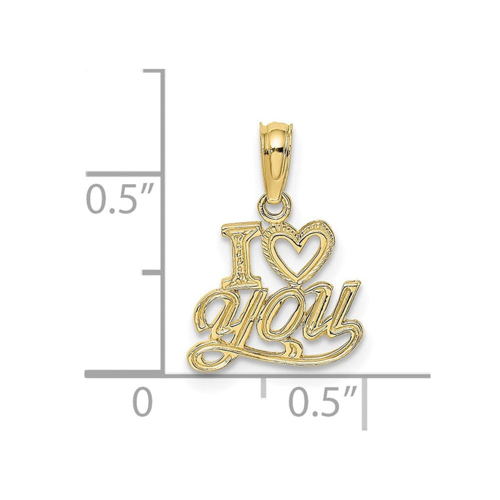 10K Yellow Gold Solid Polished and Textured Small I Heart You Charm