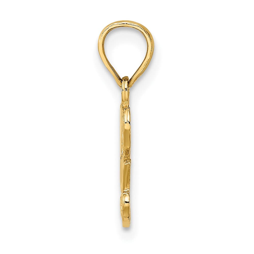10K Yellow Gold Solid Polished and Textured Small I Heart You Charm