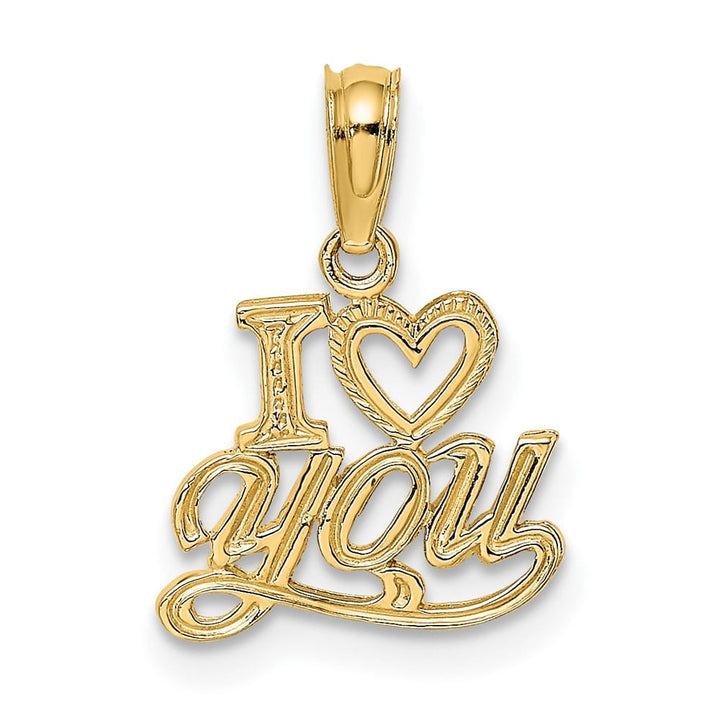 10K Yellow Gold Solid Polished and Textured Small I Heart You Charm