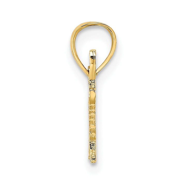 10K Yellow Gold Solid Polished and Textured Small Special Pendant