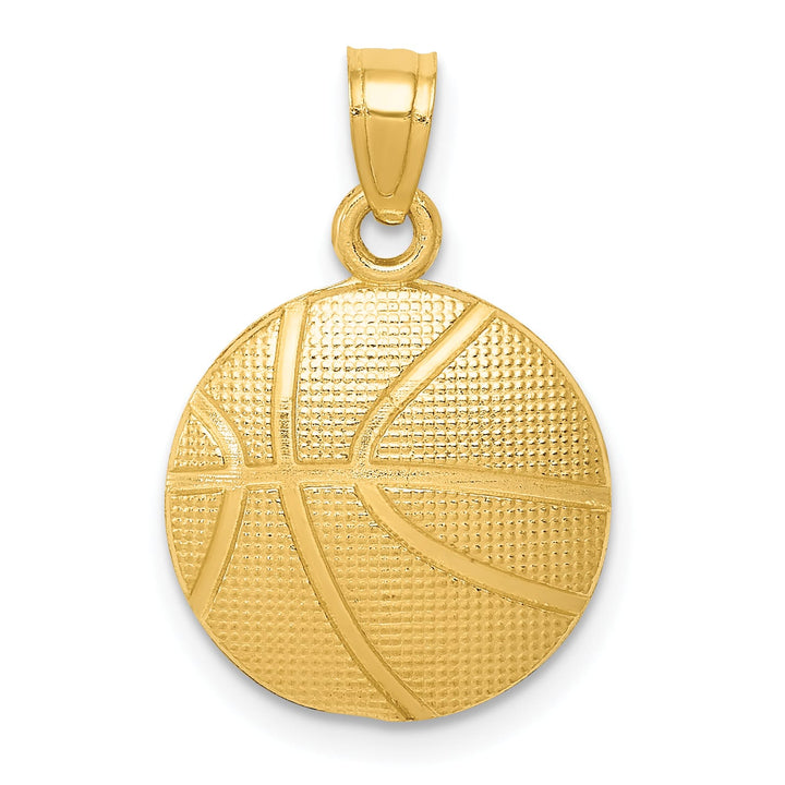 10K Yellow Gold Solid Polished Basketball Charm Pendant