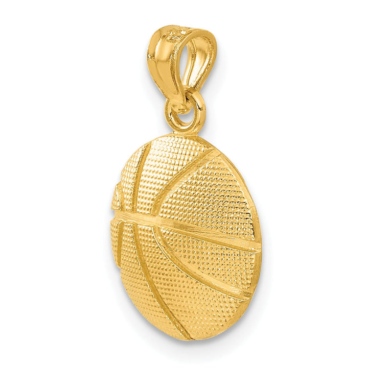 10K Yellow Gold Solid Polished Basketball Charm Pendant